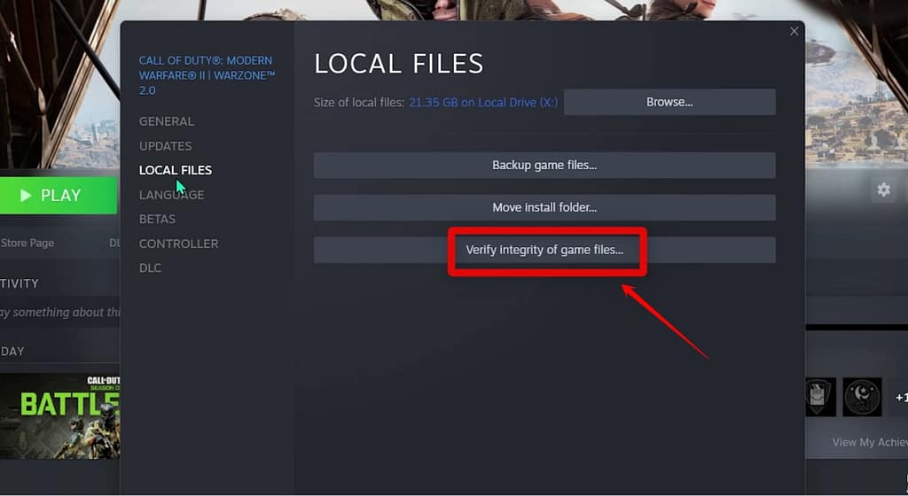 verify game files in steam