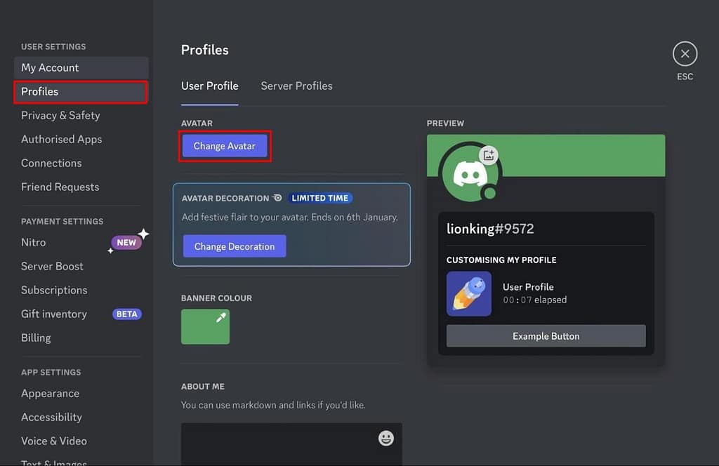 access discord account side panel