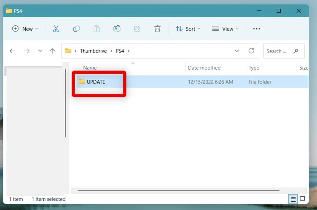 Create new folder named Update