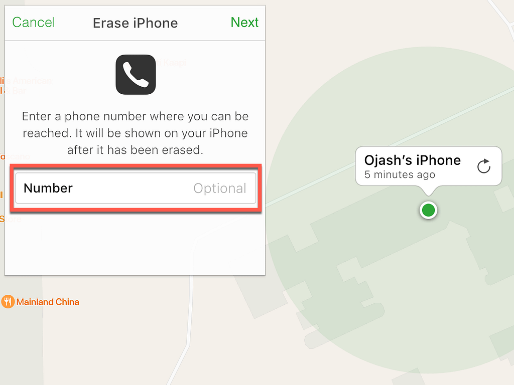 enter the phone number of the iphone to remove iphone passcode and unlock iphone