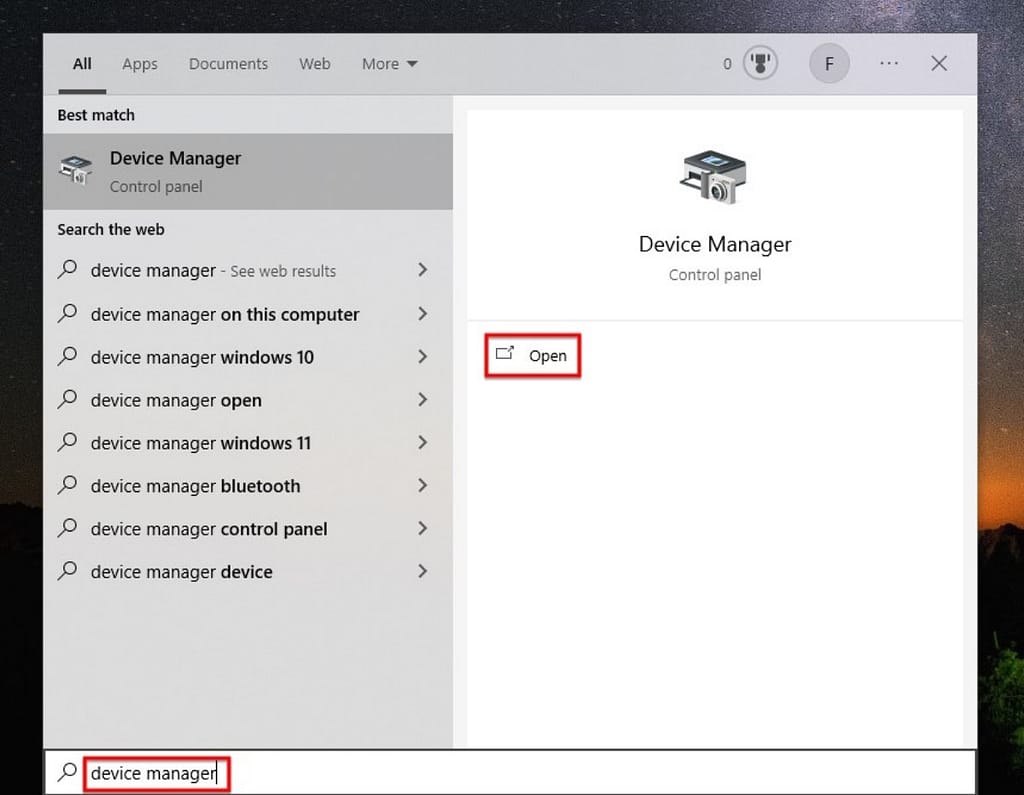 open device manager minecraft