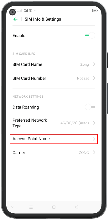 select apn settings