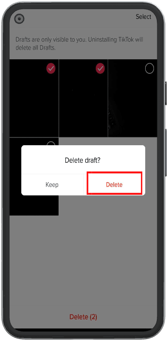 tap delete on the pop up dialog box