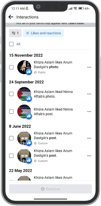 filtered posts liked on in the ios app