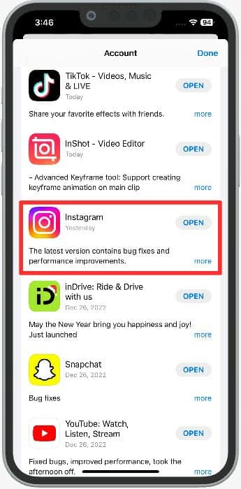 fix instagram story issues by updating instagram app
