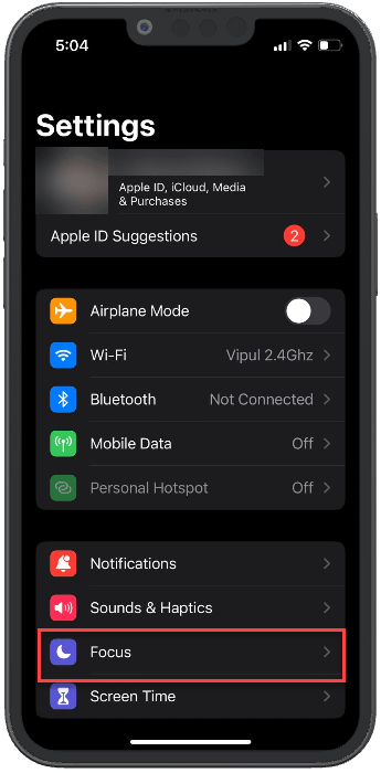 focus in settings app iphone 1
