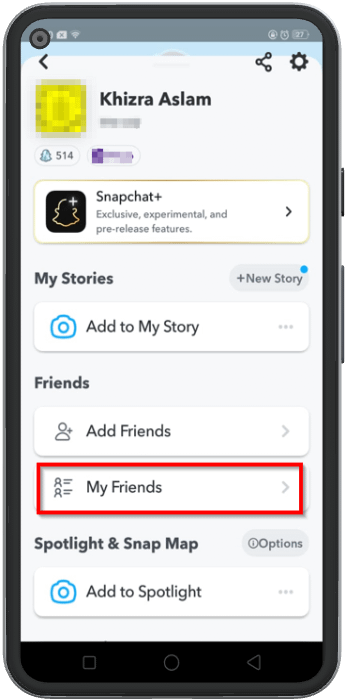 how to see how many friends you have on snapchat through my friends option